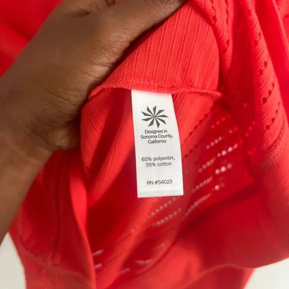 Athleta Orange Limitless Mesh Crew thumb holes Pullover Workout Cover  Sz XS - Picture 4 of 5